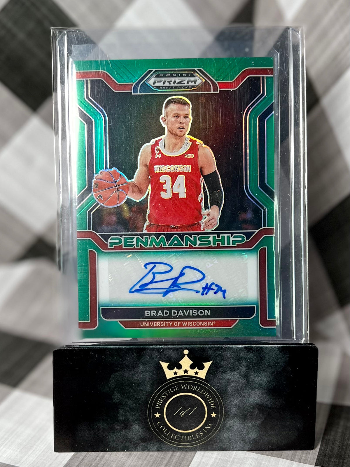 Brad Davison 2022 Prizm Draft Picks Green Penmanship Auto #CP-BDA