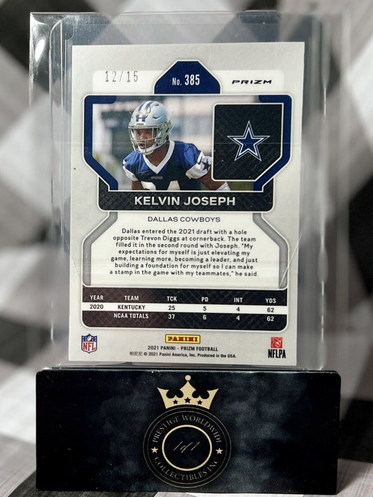 Kelvin Joseph 2021 Panini Prizm Rookie Camo Prizm /15 #385 Dallas Cowboys