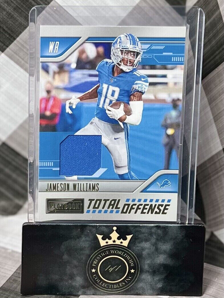 JAMISON WILLIAMS 2022 PANINI PLAYBOOK ROOKIE TOTAL OFFENSE PATCH #TO-25 LIONS RC