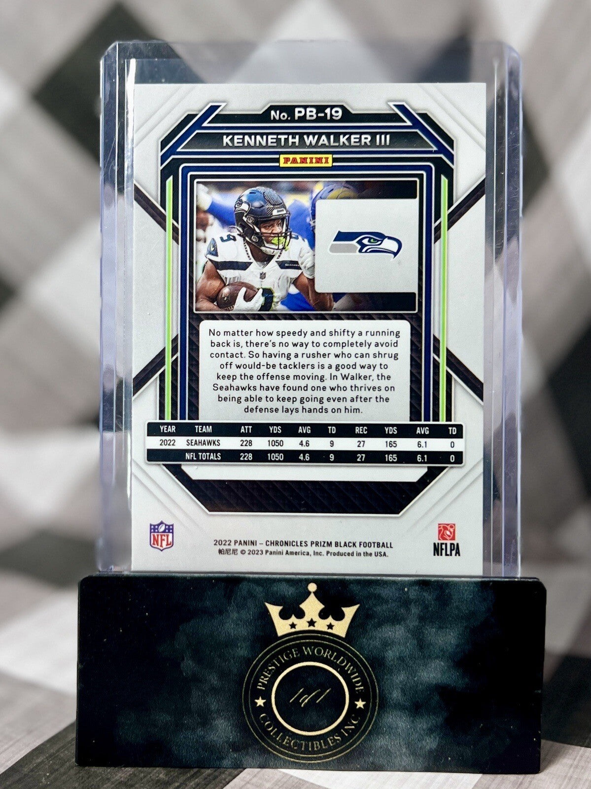 Kenneth Walker III 2022 Chronicles Prizm Black Silver Rookie #PB-19 Seahawks RC