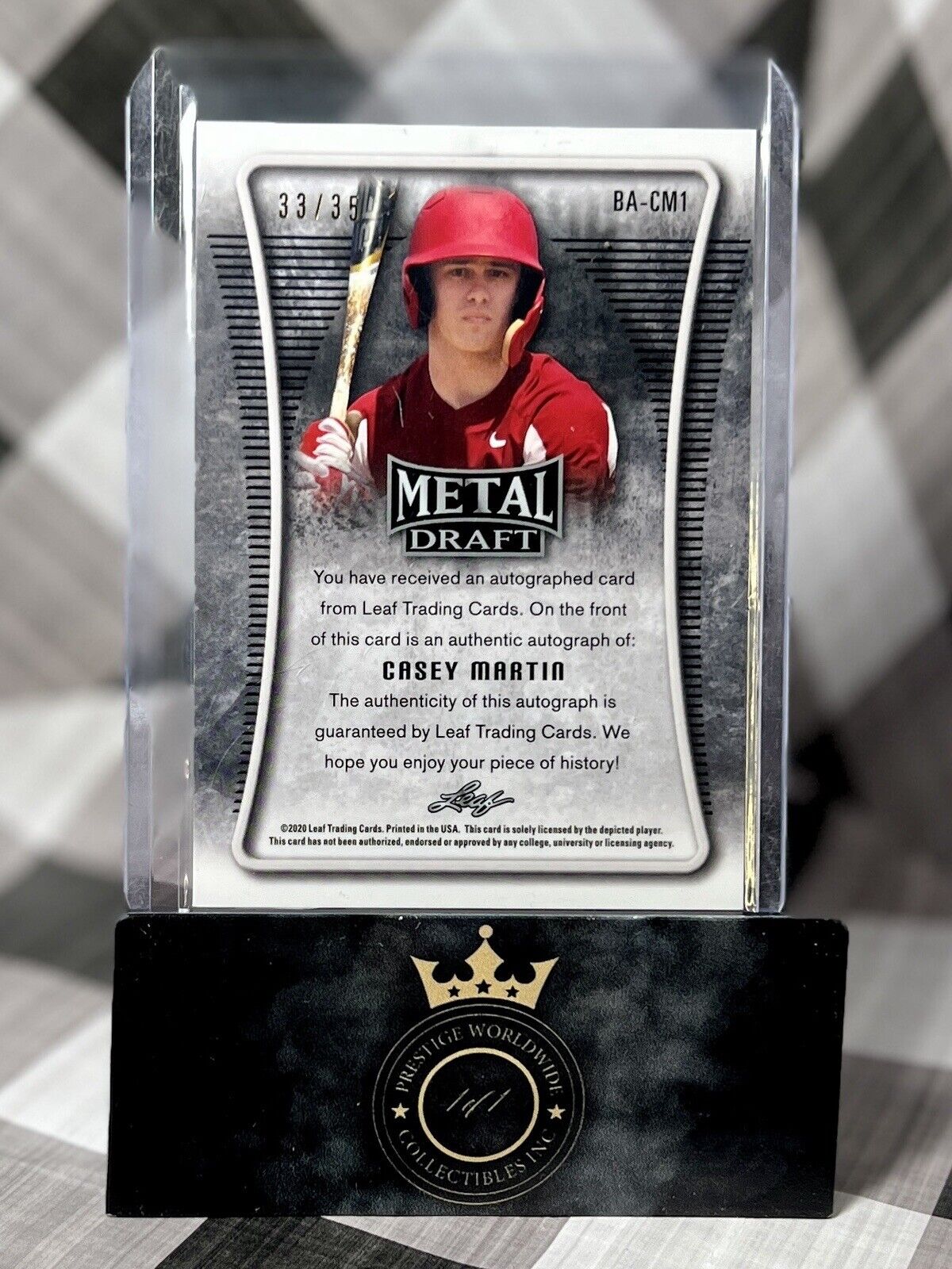 Casey Schmitt 2020 Leaf Metal Draft Blue Auto Rookie /35 #BA-CS1 SF Giants RC