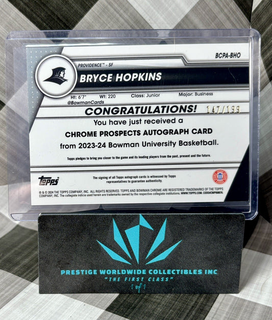 Bryce Hopkins 2024 Bowman U Chrome Lava Refractor Auto /199 #BCPA-BHO Providence