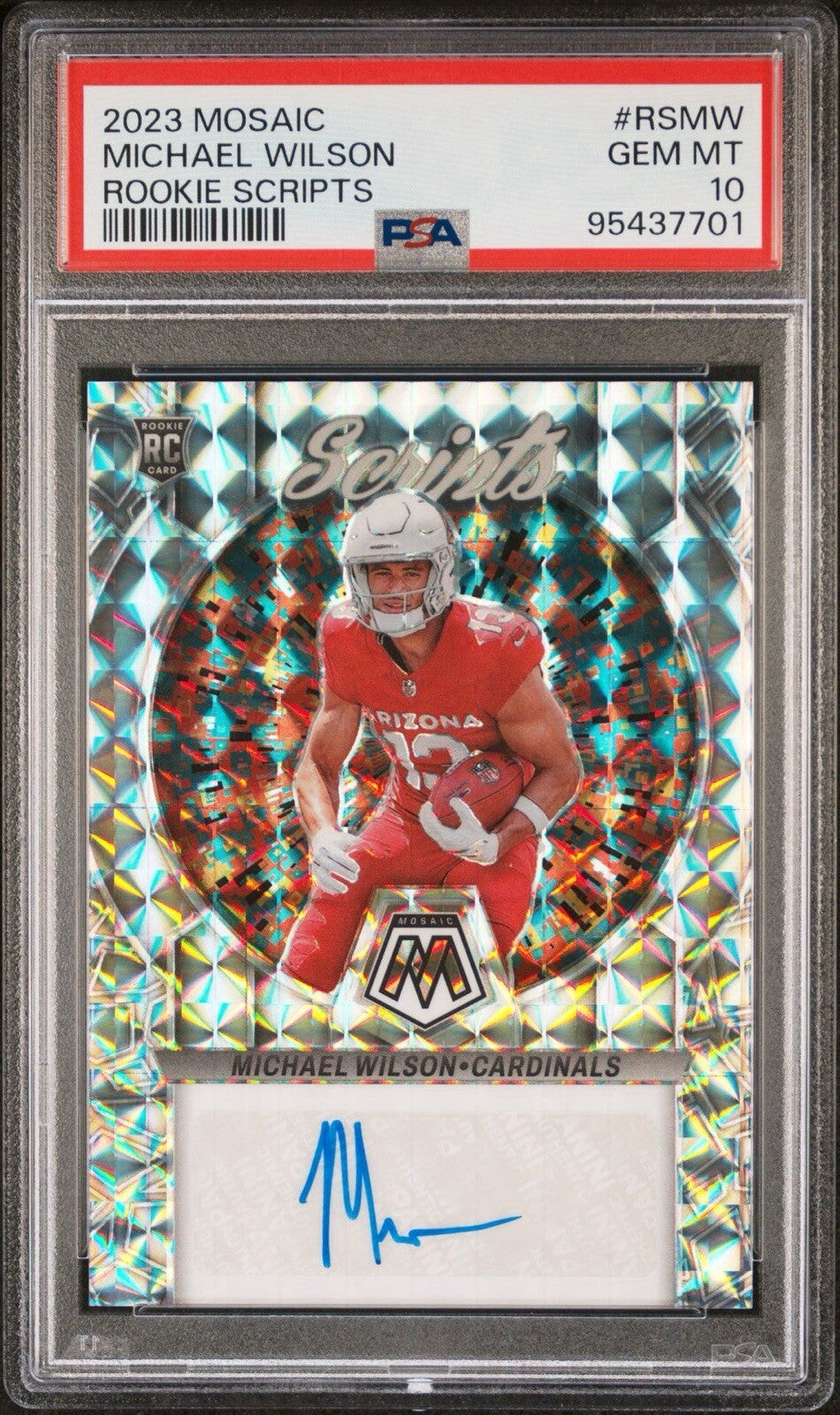 Michael Wilson 2023 Mosaic Rookie Scripts Silver Auto PSA 10 #RS-MW Cardinals RC