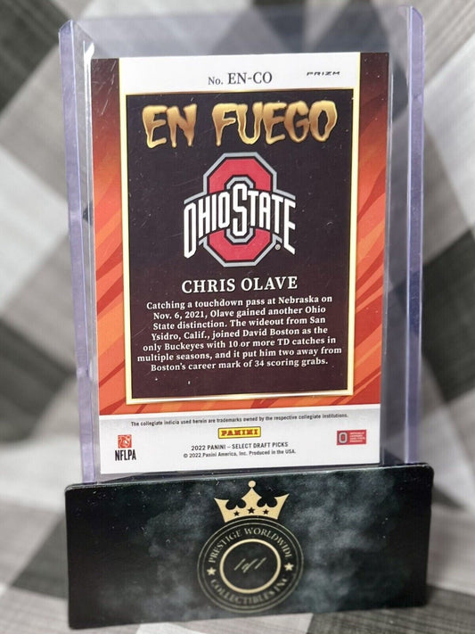 CHRIS OLAVE 2022 Panini Select Draft EN FUEGO Silver Rookie #EN-CO - NO Saints