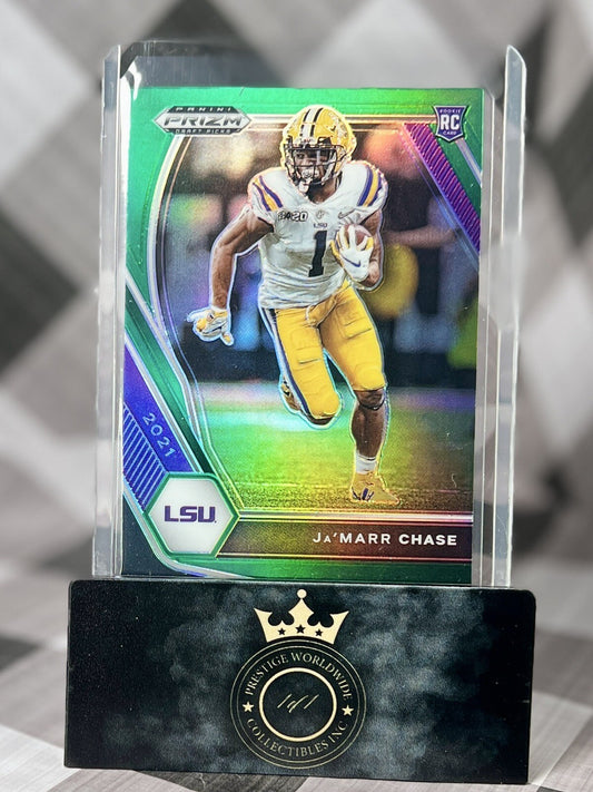 Ja'Marr Chase 2021 Prizm Draft Picks Green Rookie #112 LSU & CIN Bengals RC