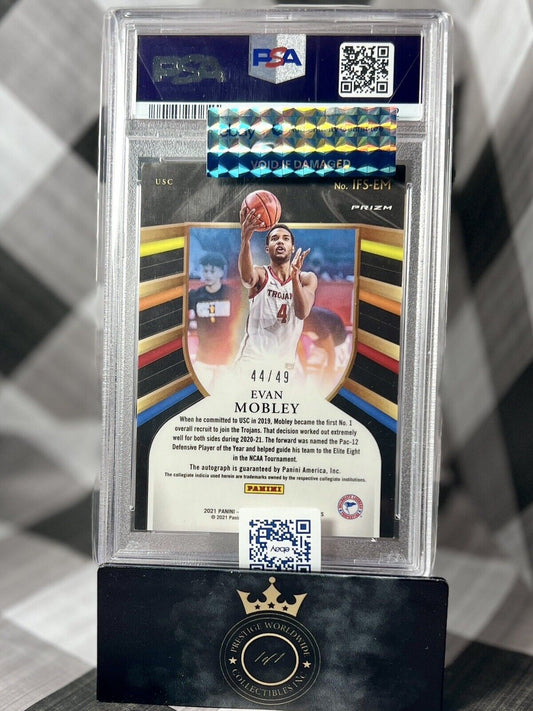 Evan Mobley 2021 Select DP In Flight Blue Auto /49 PSA 9 #IFS-EM USC & Cleveland