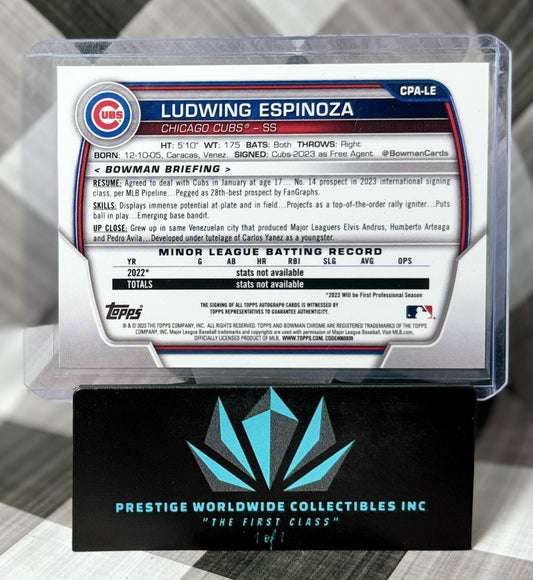 Ludwing Espinoza 2023 Bowman Chrome Speckle Refractor Auto /299 #CPA-LE Cubs SP