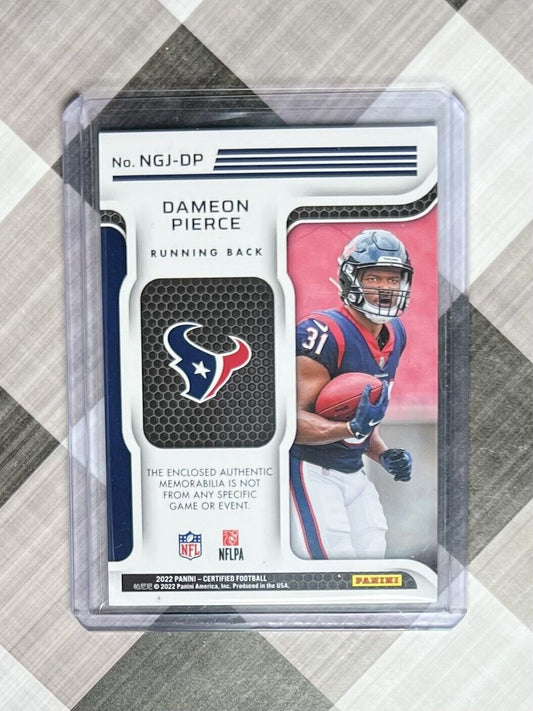 Dameon Pierce 2022 Panini Certified Teal Jumbo Rookie Patch #NGJ-DP /50 Texans📈