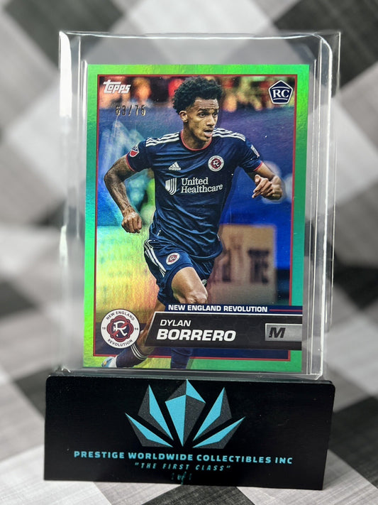Dylan Borrero 2023 Topps MLS Green Foil Rookie /75 #126 New England Revolution
