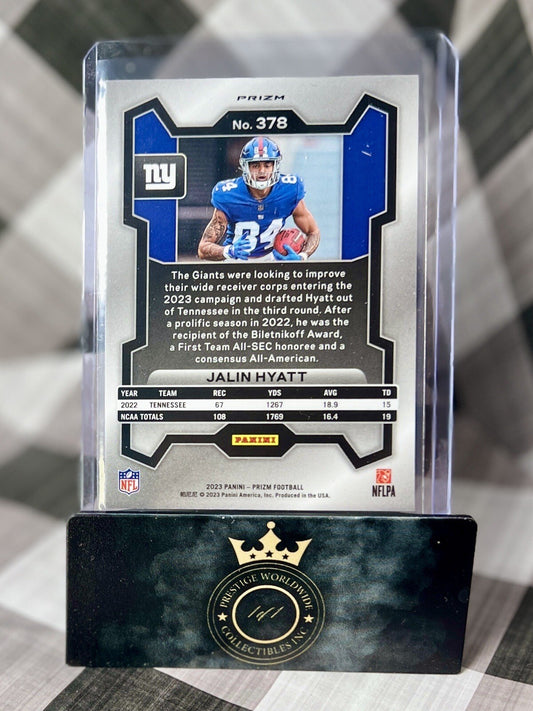 Jalin Hyatt 2023 Panini Prizm Rookie Silver Prizm #378 New York Giants RC