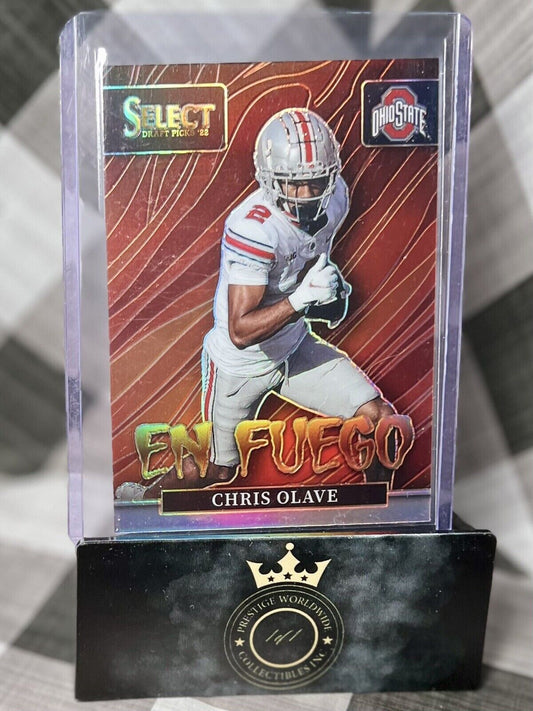 CHRIS OLAVE 2022 Panini Select Draft EN FUEGO Silver Rookie #EN-CO - NO Saints