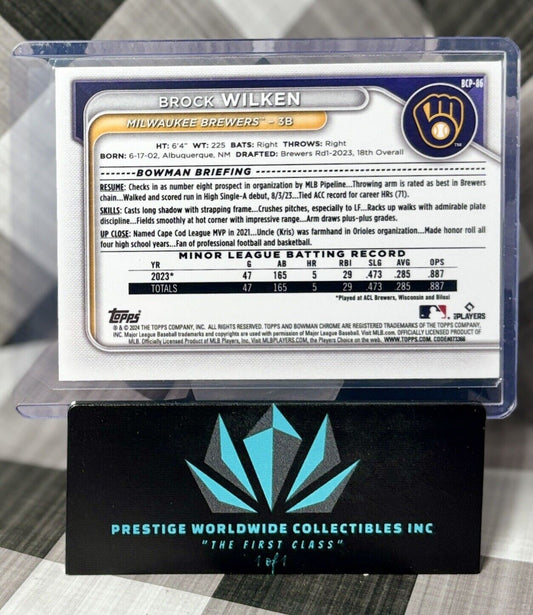Brock Wilken 2024 Bowman Chrome Mojo Refractor Rookie #BCP-86 Milwaukee Brewers