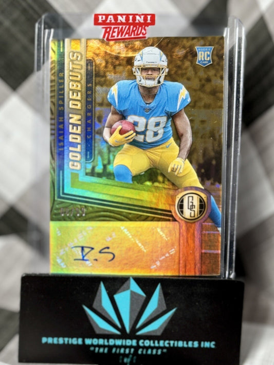 Isaiah Spiller 2022 Panini GS Golden Debuts Rookie Auto /99 #GDA-ISP Chargers RC