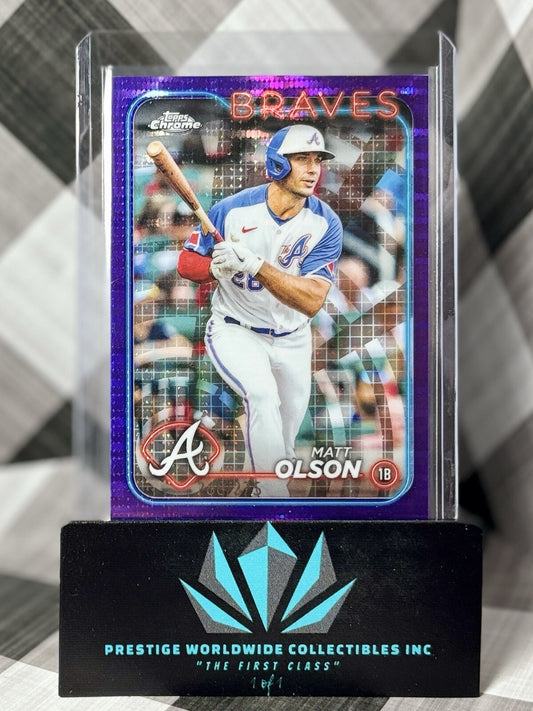 Matt Olson 2024 Topps Chrome Purple Sonar Refractor /275 #23 Atlanta Braves