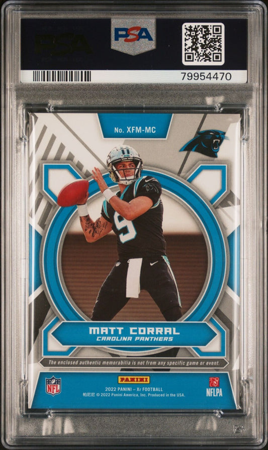 Matt Corral 2022 Xr X-Factor Laundry Tag Patch Rookie 1/1 PSA 8 #XFM-MC Panthers
