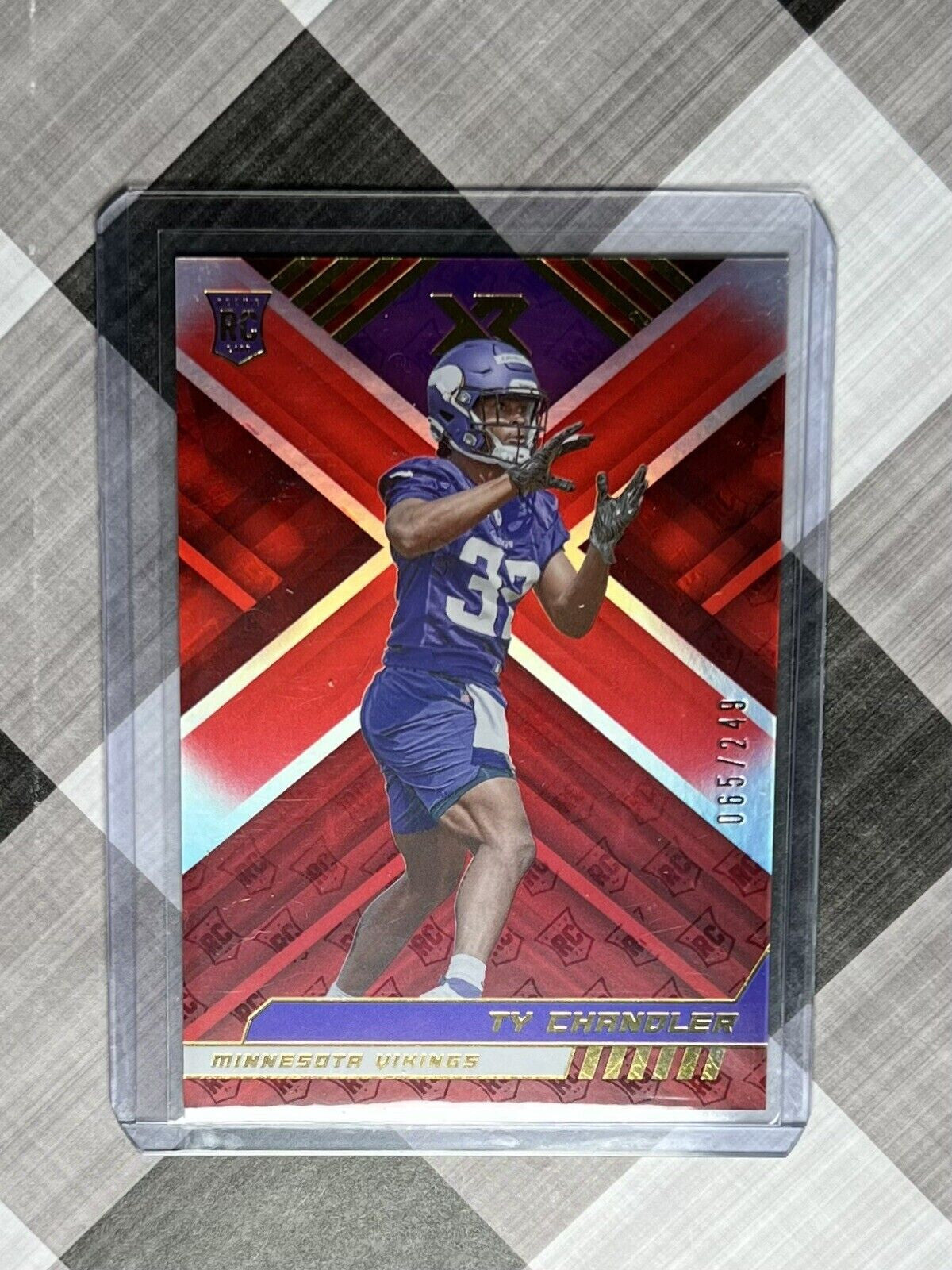 2022 Panini XR Football #155 TY CHANDLER RC #'d 65/249 Red - Minnesota Vikings📈