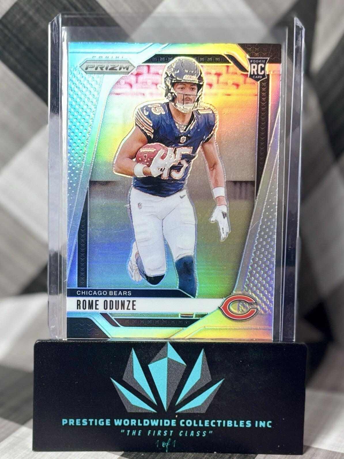 Rome Odunze 2024 Panini Prizm Silver Prizm Rookie #385 Chicago Bears RC