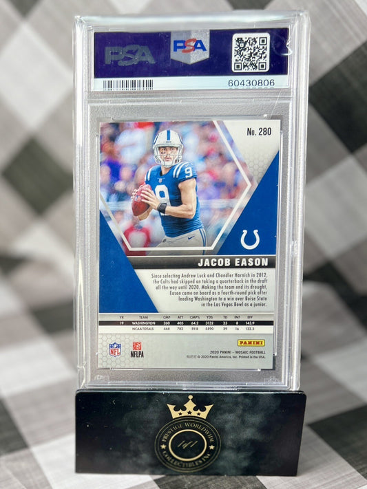 Jacob Eason 2020 Panini Mosaic NFL Debut Base Rookie #280 PSA 9 IND Colts RC