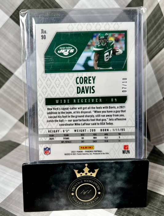Corey Davis 2021 Phoenix Black Laser SSP /10 #90 - NY Jets