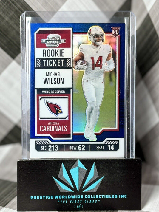 Michael Wilson 2023 Contenders Optic Blue Rookie Ticket /99 #84 Cardinals RC