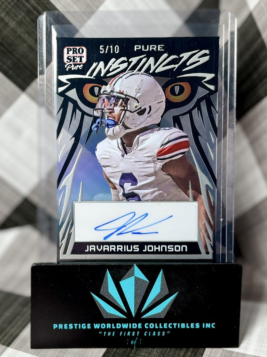 Ja'Varrius Johnson 2023 Leaf Pure Instincts Auto /10 #PI-JVJ Auburn Tigers