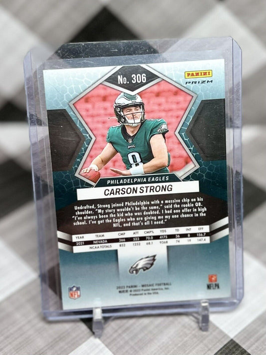 Carson Strong 2022 Panini Mosaic NFL Orange Reactive Rookie #306 Eagles RC