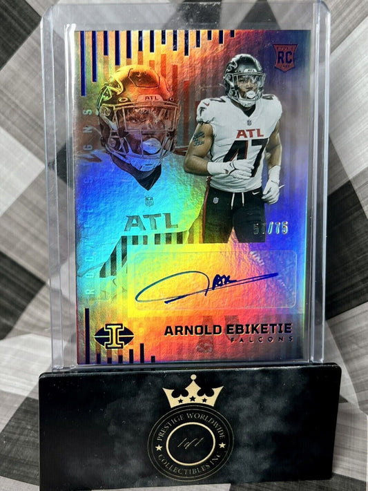 Arnold Ebiketie 2022 Panini Illusions Blue Rookie Signs Auto /75 #RS-AE Falcons