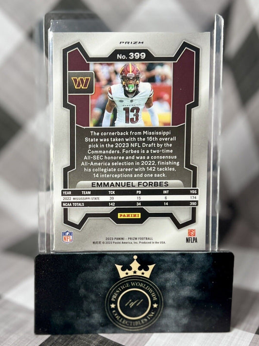 Emmanuel Forbes 2023 Panini Prizm Silver Prizm Rookie #399 Washington Commanders