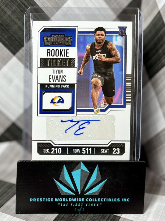 Tiyon Evans 2023 Panini Contenders Rookie Ticket Auto #261 LA Rams RC