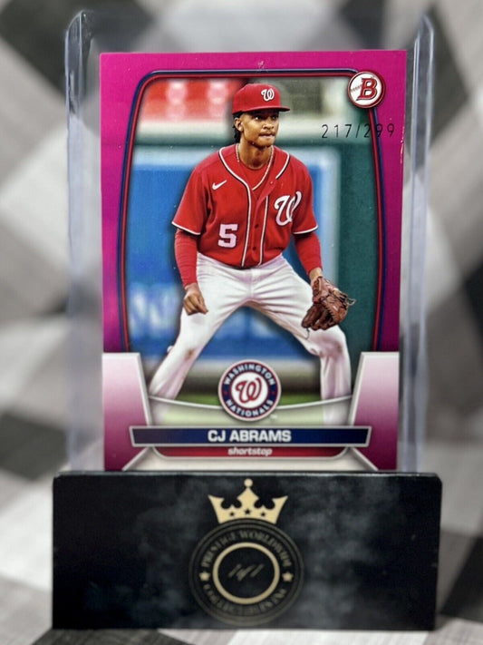 CJ Abrams 2023 Bowman Fuchsia Paper Parallel /299 #98 Washington Nationals