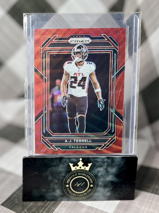 AJ Terrell 2022 Panini Prizm Red Wave Prizm /149 #15 Atlanta Falcons