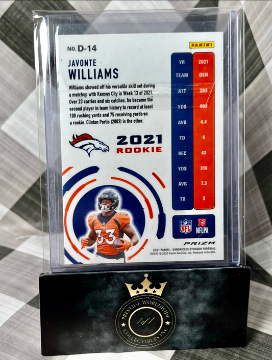 Javonte Williams 2021 Chronicles Dynagon Rookie Silver #D-14 - Broncos