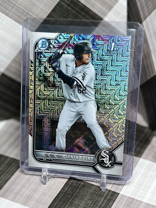 LENYN SOSA 2022 BOWMAN CHROME PROSPECT 1ST MOJO REFRACTOR #BCP-76 - WHITE SOX SP