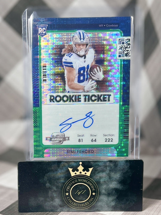 Simi Fehoko 2021 Contenders Optic Rookie Ticket Green /15 #141 Chargers Cowboys
