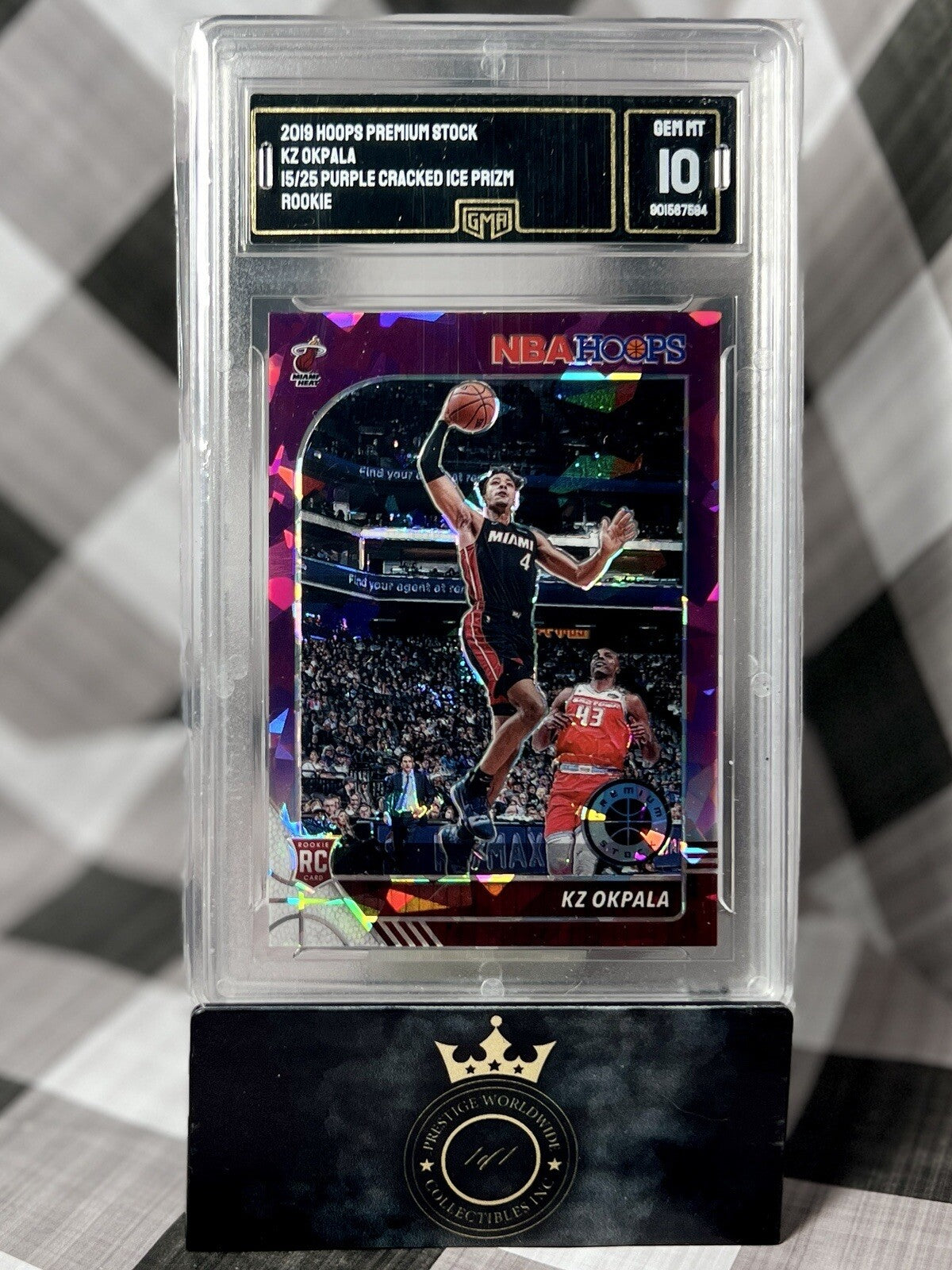 KZ Okpala 2019-20 NBA Hoops Premium Rookie Purple Ice /25 GMA 10 #226 Miami Heat