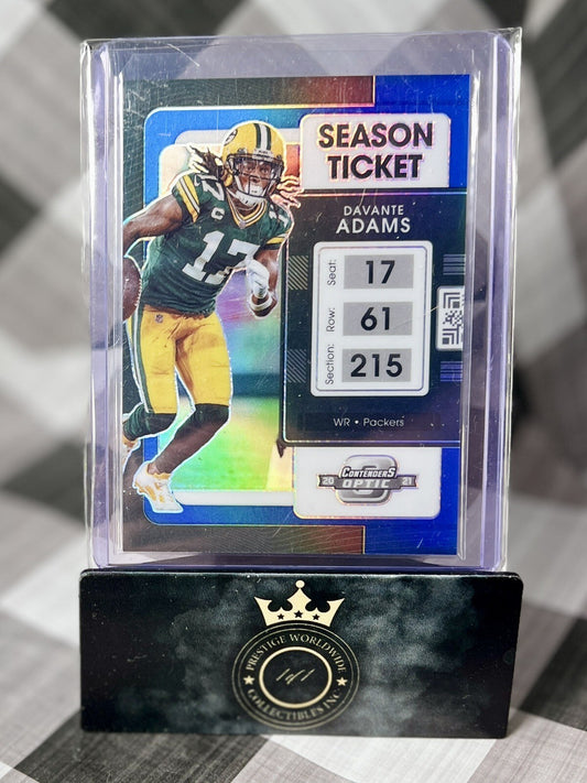 Davante Adams 2021 Contenders Optic Season Ticket Blue Prizm /99 #17 Packers SP
