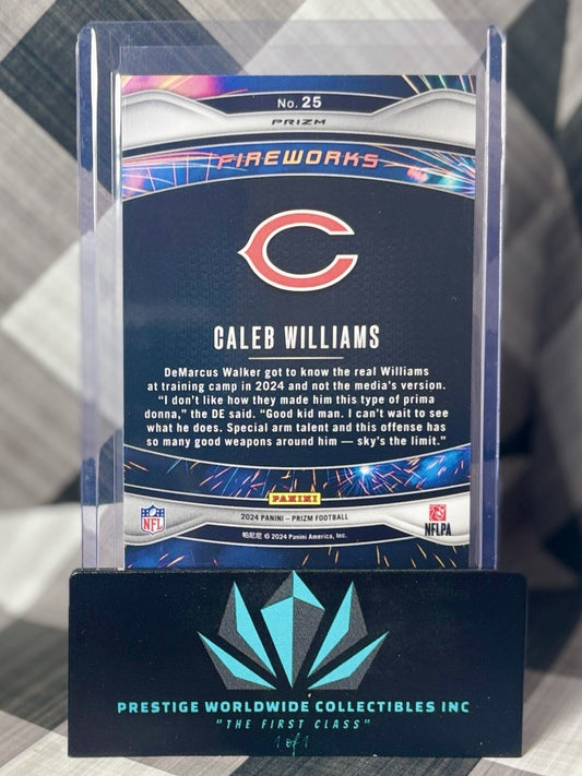 Caleb Williams 2024 Panini Prizm Green Cracked Ice Fireworks Rookie #25 Bears RC