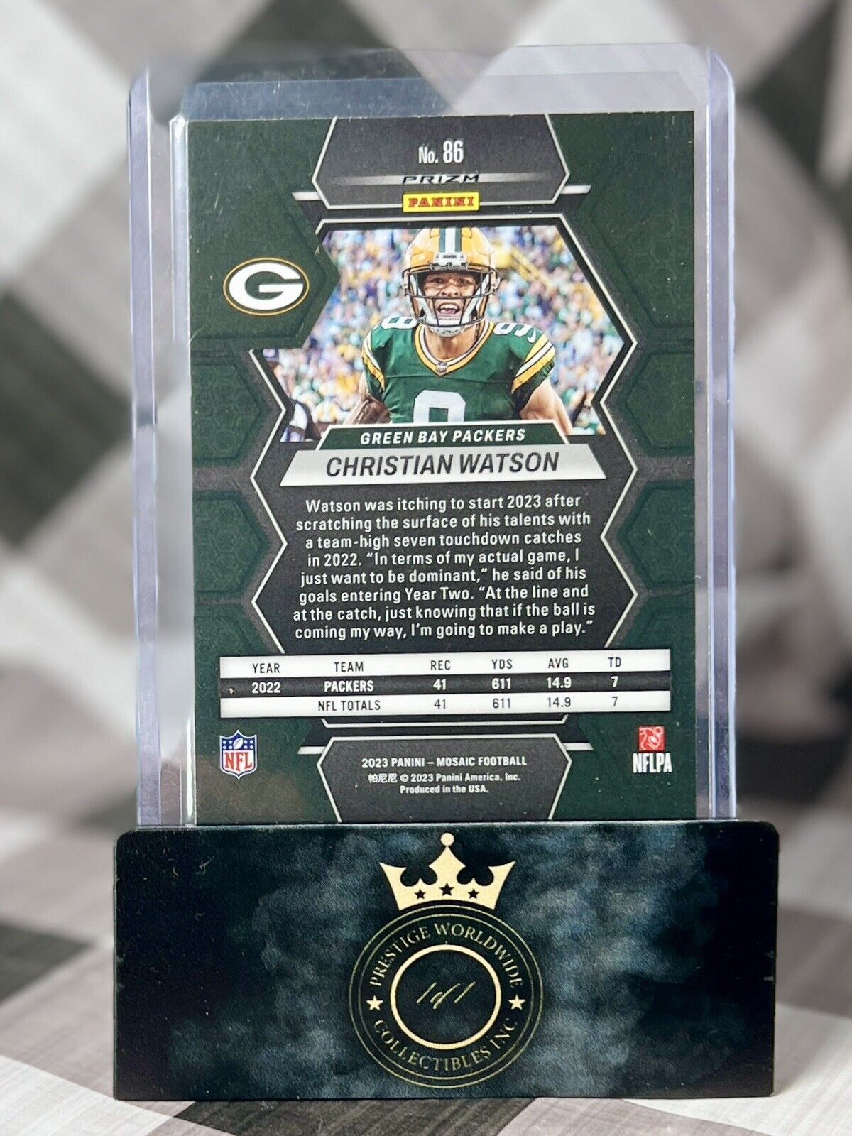 Christian Watson 2023 Mosaic Blue Reactive #86 Green Bay Packers