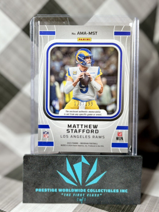 Matthew Stafford 2023 Panini Obsidian Atomic Materials Patch /199 #AMA-MST Rams