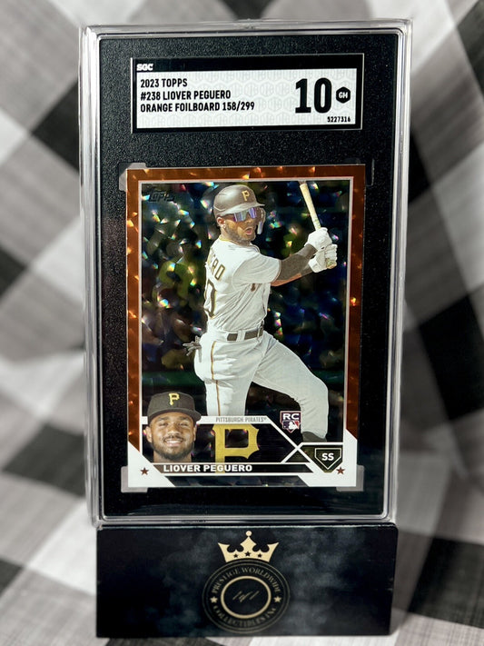 Liover Peguero 2023 Topps Orange Foil Rookie 158/299 #238 PIRATES RC SGC 10 POP2