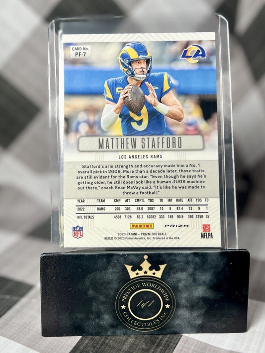 Matthew Stafford 2023 Panini Prizm Flashback Silver Prizm #PF-7 Los Angeles Rams