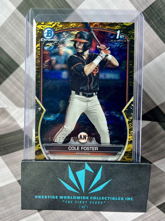 Cole Foster 2023 Bowman Draft 1st Yellow Lunar Crater Refractor /75 #BDC-128 SFG