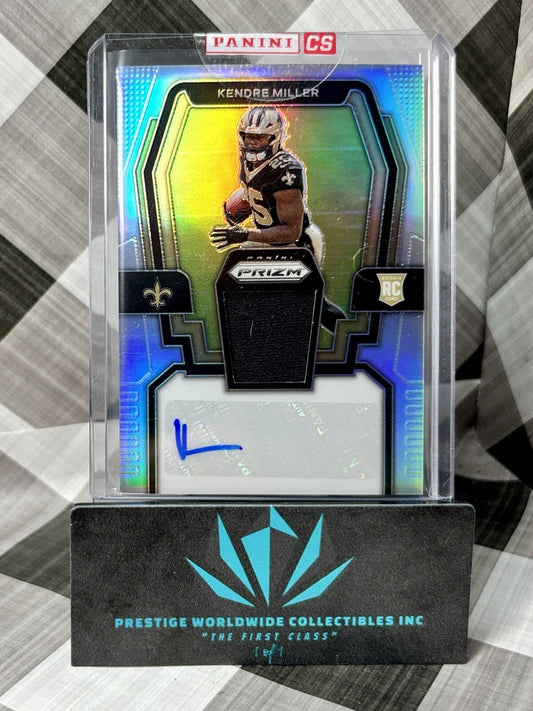 Kendre Miller 2023 Prizm Rookie Silver Prizm Patch Auto /99 #RPA-KM Saints RC
