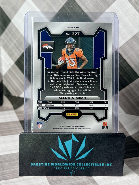 Marvin Mims 2023 Panini Prizm Green Pulsar Rookie #327 Denver Broncos RC