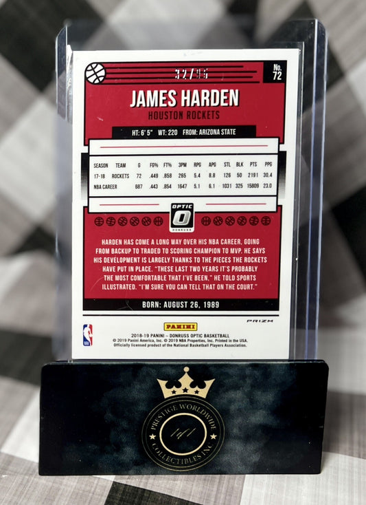 James Harden 2018-19 Donruss Optic Fastbreak Purple Disco /95 #72 HOU Rockets SP