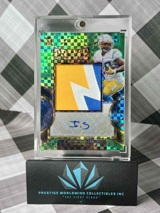 Isaiah Spiller 2022 Select Prime Green Team Logo Rookie Patch Auto /5 #PS-IS LAC