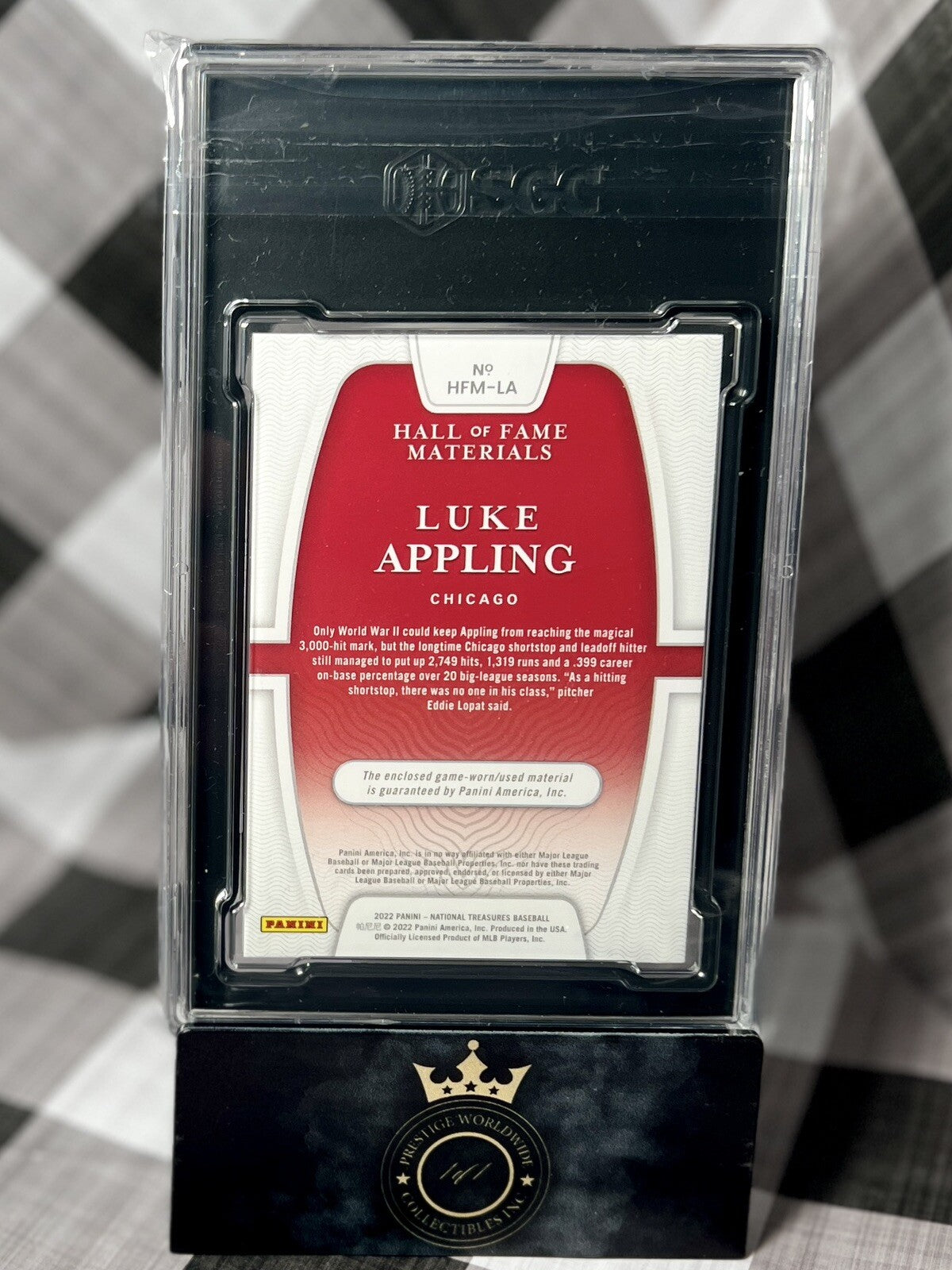 LUKE APPLING 2022 National Treasures Holo Hall Of Fame Patch /10 SGC 8.5 #HFM-LA