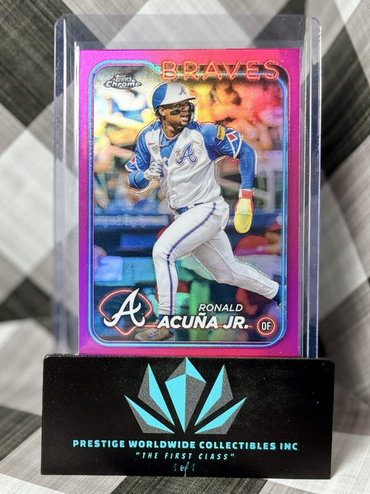Ronald Acuna Jr 2024 Topps Chrome Pink Refractor Parallel #250 Atlanta Braves