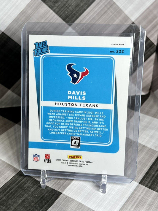 Davis Mills 2021 Panini Donruss Optic NFL Stars Holo Rated Rookie #222 Texans RC
