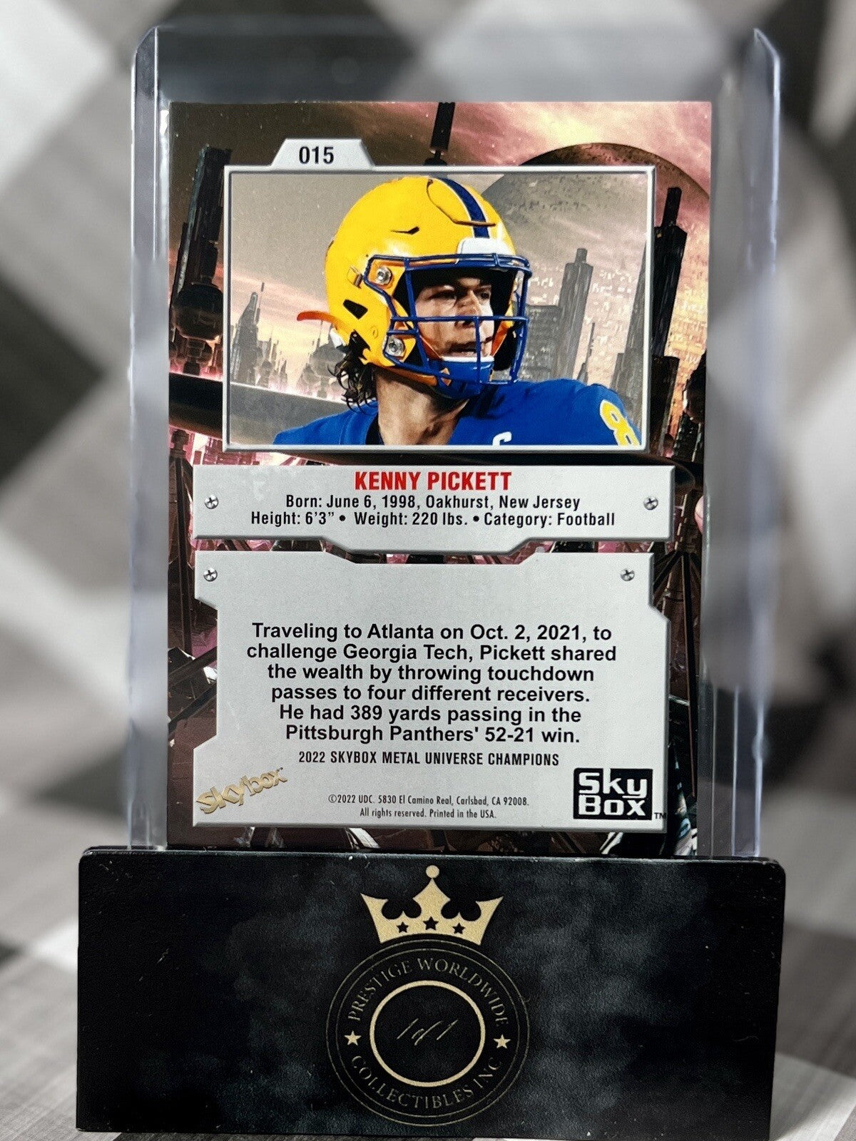 Kenny Pickett 2022 Skybox Metal Universe Champions Metal Shredders Aqua #135 PIT